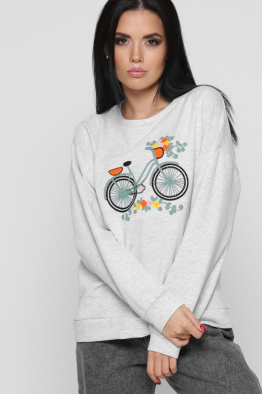 Жіночий сірий світшот з велосипедом 38691, Колір: Сірий, Розмір: S, зображення 3