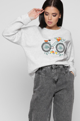 Жіночий сірий світшот з велосипедом 38691, Колір: Сірий, Розмір: S, зображення 4