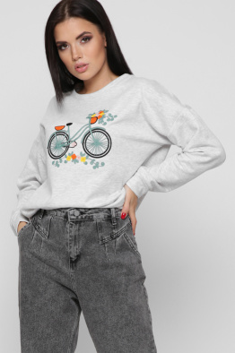 Жіночий сірий світшот з велосипедом 38691, Колір: Сірий, Розмір: S, зображення 5