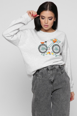 Жіночий сірий світшот з велосипедом 38691, Колір: Сірий, Розмір: S, зображення 6
