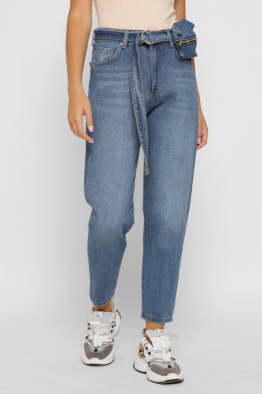 Женские джинсы с поясом 37992, Цвет: Синий, Размер: 28