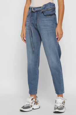 Женские джинсы с поясом 37992, Цвет: Синий, Размер: 28, изображение 2