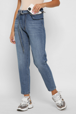 Женские джинсы с поясом 37992, Цвет: Синий, Размер: 28, изображение 3