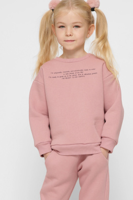 Детский свитшот с надписью цвет пудра 38456, Цвет: Пудровый, Размер: 80