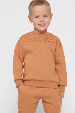 Детский свитшот с надписью цвет песок 38458, Цвет: Кемел, Размер: 86