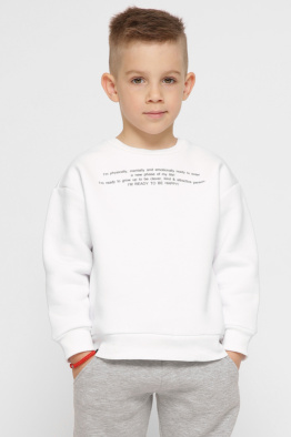 Детский свитшот с надписью цвет белый 38459, Цвет: Белый, Размер: 86, изображение 3