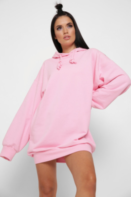 Спортивное розовое платье худи 38122, Цвет: Розовый, Размер: XS, изображение 3