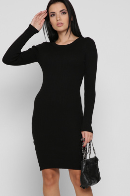 Трикотажное черное платье 38706, Цвет: Черный, Размер: ONE SIZE