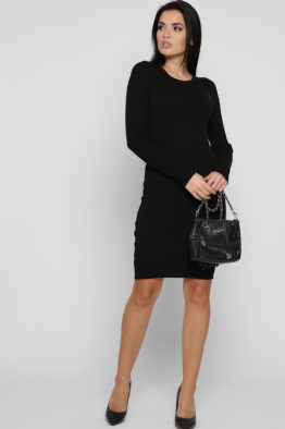 Трикотажное черное платье 38706, Цвет: Черный, Размер: ONE SIZE, изображение 2