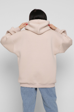Жіночий бежевий худі oversize на флісі 38738, Колір: Бежевий, Розмір: XS, зображення 6