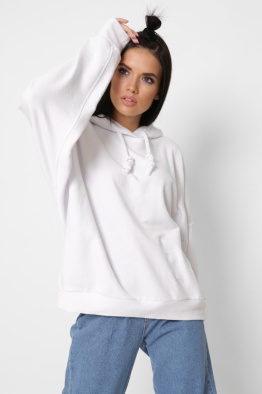 Женское белое худи оверсайз 38106, Цвет: Белый, Размер: XS, изображение 3