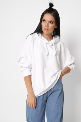 Женское белое худи оверсайз 38106, Цвет: Белый, Размер: XS, изображение 4