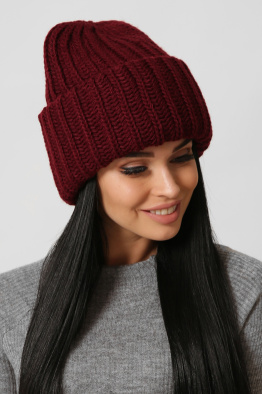 Об'ємна зимова бордова шапка 38351, Колір: Бордовий, Розмір: ONE SIZE, зображення 3