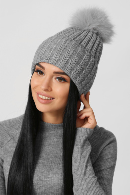 Зимняя шапка на флисе с помпоном цвет серый 38356, Цвет: Т. серый, Размер: ONE SIZE, изображение 2