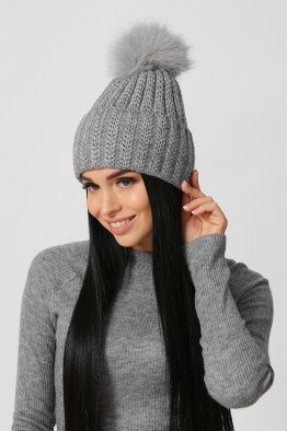 Зимняя шапка на флисе с помпоном цвет серый 38356, Цвет: Т. серый, Размер: ONE SIZE, изображение 3