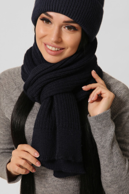 Вязаный женский синий шарф 38362, Цвет: Темно-синий, Размер: ONE SIZE, изображение 2