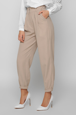 Женские брюки с бархатным эффектом 37408, Цвет: Бежевый, Размер: XS
