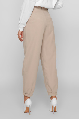 Жіночі бежеві брюки з оксамитовим ефектом 37408, Колір: Бежевий, Розмір: XS, зображення 6