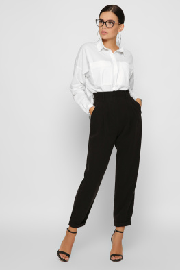 Жіночі чорні брюки з оксамитовим ефектом 37409, Колір: Чорний, Розмір: S, зображення 2