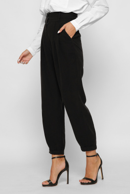 Жіночі чорні брюки з оксамитовим ефектом 37409, Колір: Чорний, Розмір: S, зображення 4