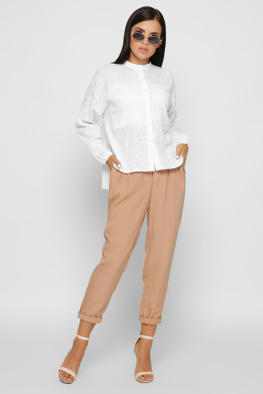 Женские льняные брюки цвет песок 37411, Цвет: Кемел, Размер: XS, изображение 2