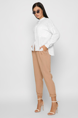 Женские льняные брюки цвет песок 37411, Цвет: Кемел, Размер: XS, изображение 3
