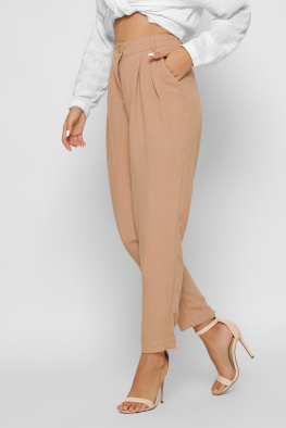 Женские льняные брюки цвет песок 37411, Цвет: Кемел, Размер: XS, изображение 5