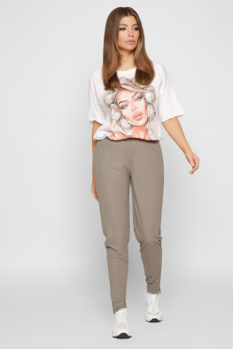 Повседневные брюки хаки с молниями 32829, Цвет: Хаки, Размер: S, изображение 3