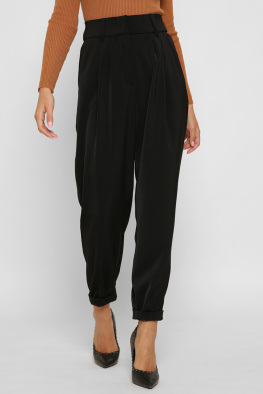 Стильные деловые брюки с отворотом 38097, Цвет: Черный, Размер: XS, изображение 2