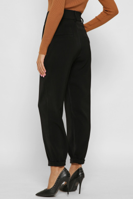 Стильные деловые брюки с отворотом 38097, Цвет: Черный, Размер: XS, изображение 4