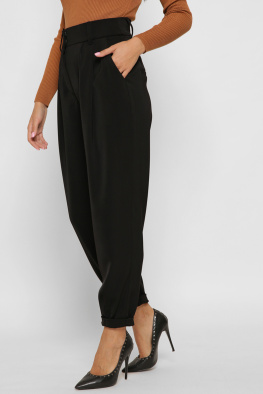 Стильные деловые брюки с отворотом 38097, Цвет: Черный, Размер: XS, изображение 5