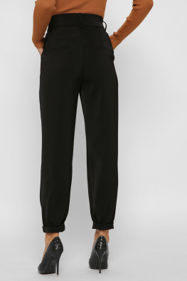 Стильные деловые брюки с отворотом 38097, Цвет: Черный, Размер: XS, изображение 6