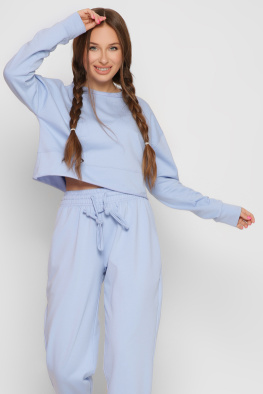 Голубой женский свитшот из двунитки 37190, Цвет: Голубой, Размер: L