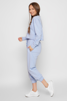 Голубой женский свитшот из двунитки 37190, Цвет: Голубой, Размер: L, изображение 4