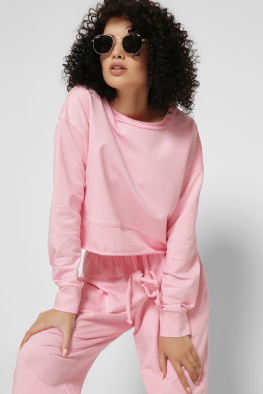 Розовый женский свитшот из двунитки 37191, Цвет: Розовый, Размер: XS