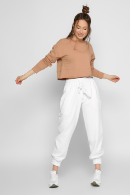 Песочный женский свитшот из двунитки 37192, Цвет: Кемел, Размер: XS, изображение 2