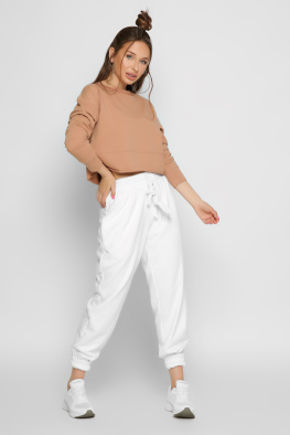 Песочный женский свитшот из двунитки 37192, Цвет: Кемел, Размер: XS, изображение 3