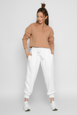 Песочный женский свитшот из двунитки 37192, Цвет: Кемел, Размер: XS, изображение 4