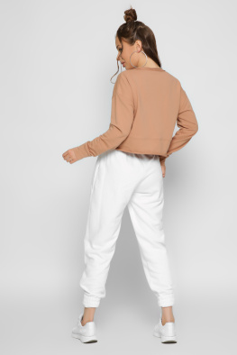 Песочный женский свитшот из двунитки 37192, Цвет: Кемел, Размер: XS, изображение 5