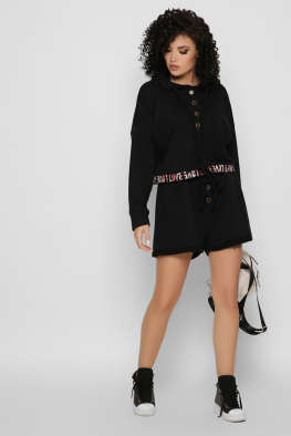 Спортивний костюм із шортами колір чорний 48808, Колір: Чорний, Розмір: S, зображення 2