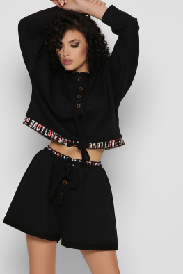 Спортивний костюм із шортами колір чорний 48808, Колір: Чорний, Розмір: S, зображення 3