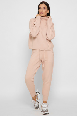 Пудровый вязаный спортивный костюм 55134, Цвет: Пудровый, Размер: ONE SIZE, изображение 2