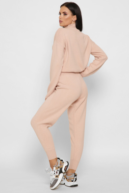 Пудровый вязаный спортивный костюм 55134, Цвет: Пудровый, Размер: ONE SIZE, изображение 3