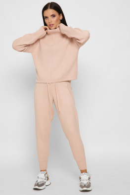 Пудровый вязаный спортивный костюм 55134, Цвет: Пудровый, Размер: ONE SIZE, изображение 4