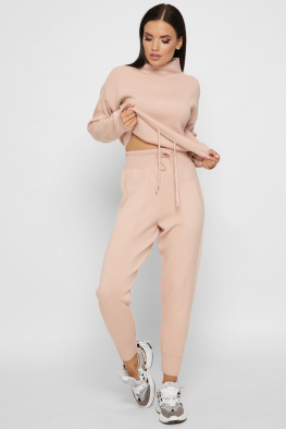 Пудровый вязаный спортивный костюм 55134, Цвет: Пудровый, Размер: ONE SIZE, изображение 5