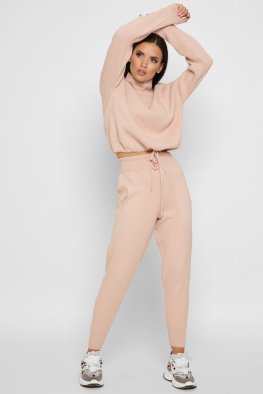 Пудровый вязаный спортивный костюм 55134, Цвет: Пудровый, Размер: ONE SIZE, изображение 6
