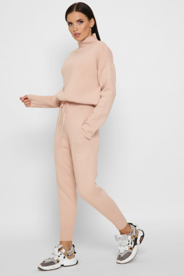 Пудровый вязаный спортивный костюм 55134, Цвет: Пудровый, Размер: ONE SIZE, изображение 7