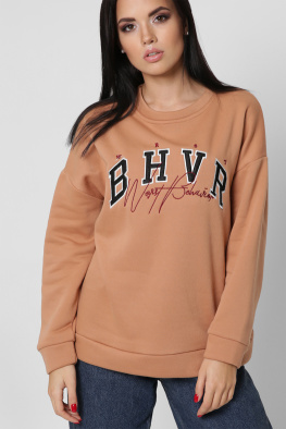 Широкий свитшот капучино с вышивкой 38654, Цвет: Капучино, Размер: L, изображение 4