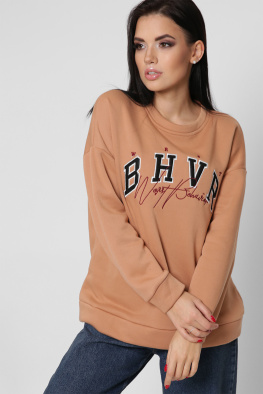 Широкий свитшот капучино с вышивкой 38654, Цвет: Капучино, Размер: L, изображение 5