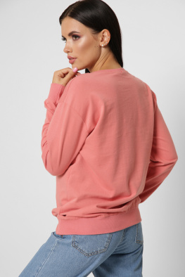 Женский свитшот с бисером Девушка с котом цвет коралл 38000, Цвет: Корал, Размер: L, изображение 6